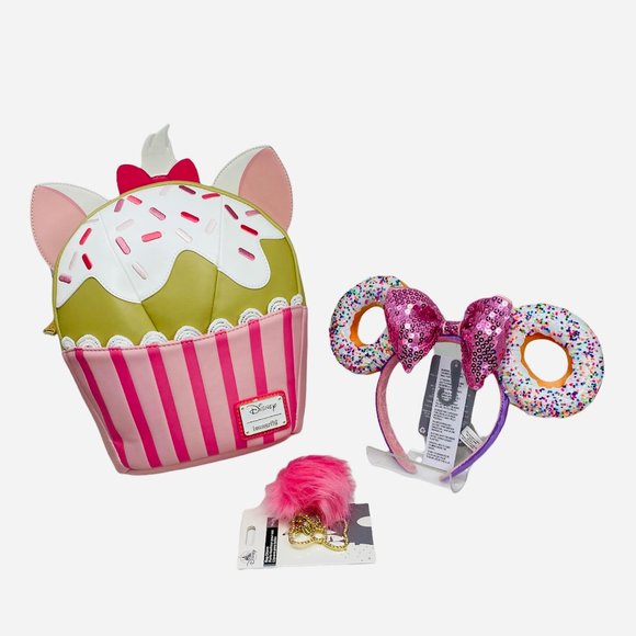 Loungefly Marie Sprinkle Cupcake Cosplay Mini Backpack w/ Minnie Ears & Key Fob - Picture 1 of 13